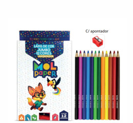 LAPIS DE COR JUMBO 150MM 12CORES C/APON. C/6 MR267